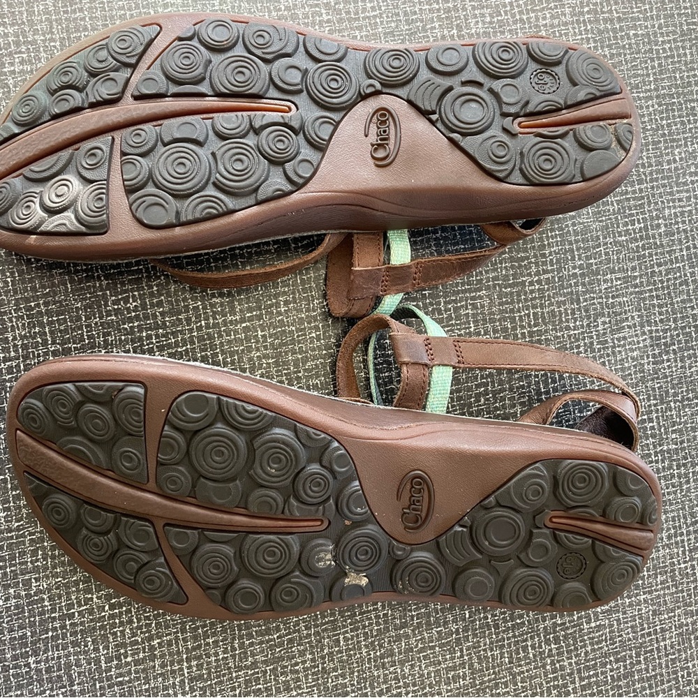 Chaco Brown and Mint Sandals - Picture 2 of 3